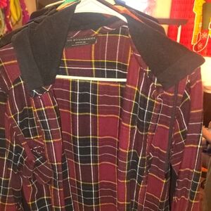 No Boundaries Burgundy Plaid Hooded Shirt Jacket